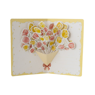 森屿叶烫金玫瑰3D立体贺卡新年送礼物情侣表白卡折叠祝福手写卡片