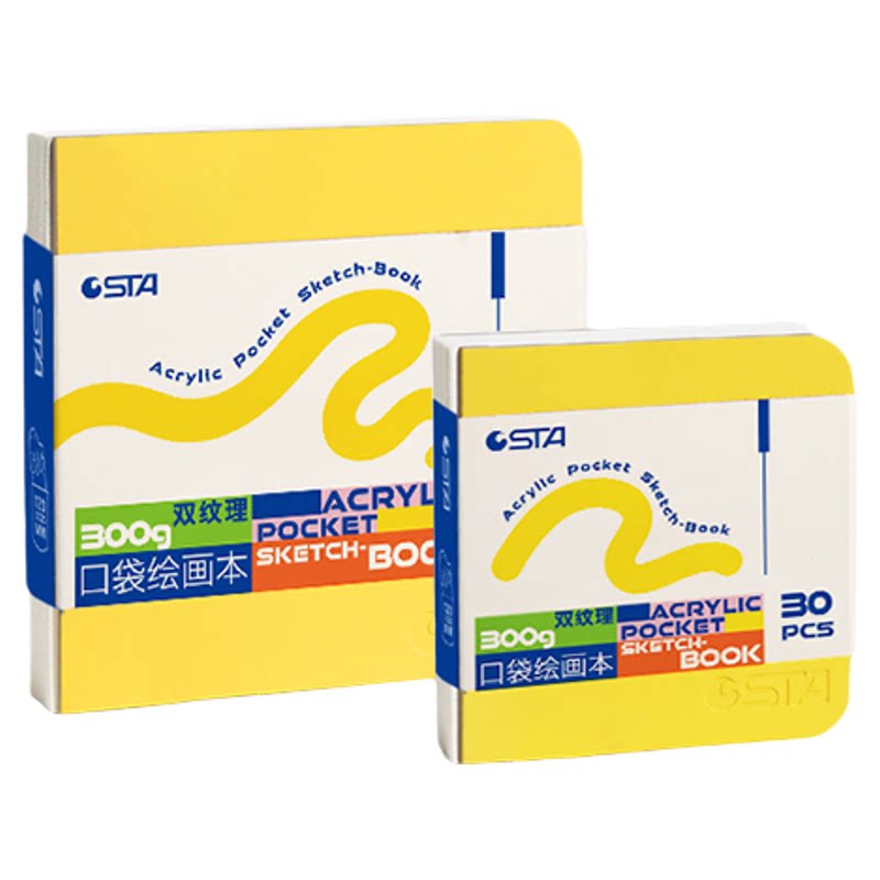STA斯塔翻翻乐口袋本丙烯马克笔绘画本摸鱼本豆豆本中粗纹理水彩硬画纸素描速写手帐随身便携迷你小方本美术