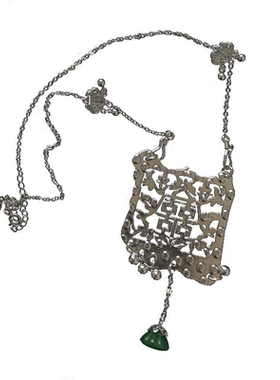 三环路白铜镀银女双喜项链