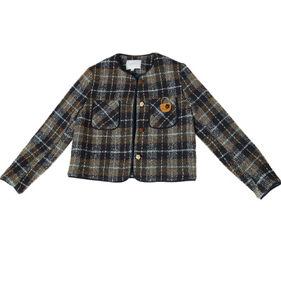 oo&vv2025秋冬新款格纹粗花呢羊毛外套女小个子复古气质名媛上衣