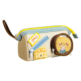 高颜值撞色拼接笔袋食物痛包可爱笔袋ins风大容量女生文具盒男孩款多功能小学生收纳袋吧唧谷子收纳袋创意