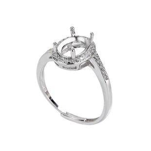 镀S925纯银9*11戒指空托7*9镶嵌蜜蜡6*8戒托 女5*7椭圆形8*10戒面