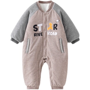 童泰秋冬5个月-2岁婴儿加厚棉哈衣男女宝宝扣闭裆连体衣棉衣爬服