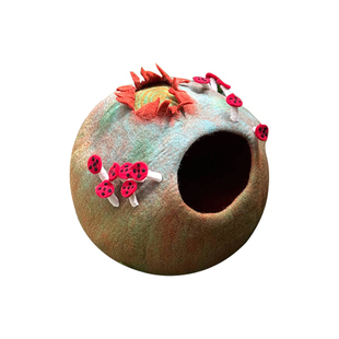 尼泊尔手工羊毛毡猫窝猫洞穴森系蘑菇南瓜仙人掌猫窝温暖家居装饰
