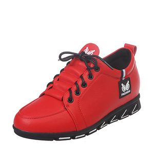 春秋新款系带英伦内增高小红鞋女鞋平底休闲防滑软面百搭工作皮鞋