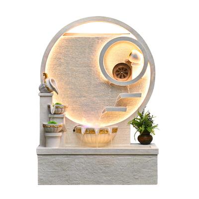 高山流水喷泉景观屏风摆件风水轮