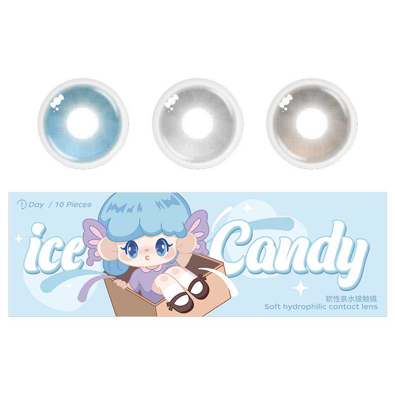 ICECANDY冰糖果美瞳日抛隐形眼镜小直径无锁边绿色混血紫色带度数