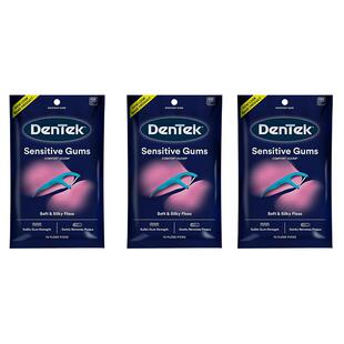 德泰克Dentek进口薄荷牙线棒超细家用家庭装双线扁线75支*3袋