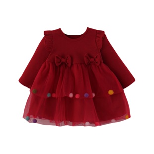 女童连衣裙春秋2026新款周岁宝宝礼服洋气婴儿公主裙子小女孩秋装