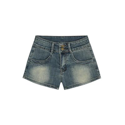 李李服饰蓝色低腰丰胯牛仔短裤女2026年春季新款显瘦弹力超短热裤