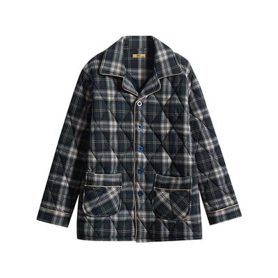 睡衣男秋冬加厚纯棉夹棉单件上衣