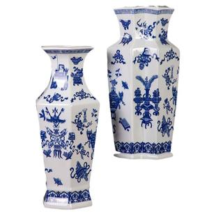 景德镇陶瓷器花瓶明清古典古代侍女吉祥八宝瓶台面花瓶中式摆件