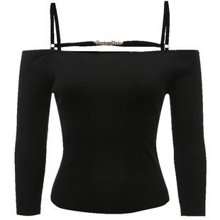 Vero Moda奥莱针织衫毛衣女秋冬新款一字领吊带七分袖修身上衣