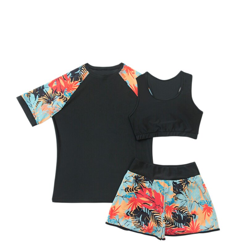 大码分体三件套遮肉显瘦泳衣女