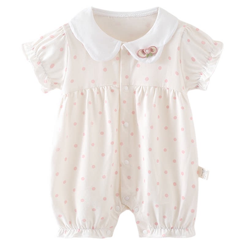 婴儿衣服新生夏季薄款短袖连体衣女宝宝夏装可爱公主甜美哈衣
