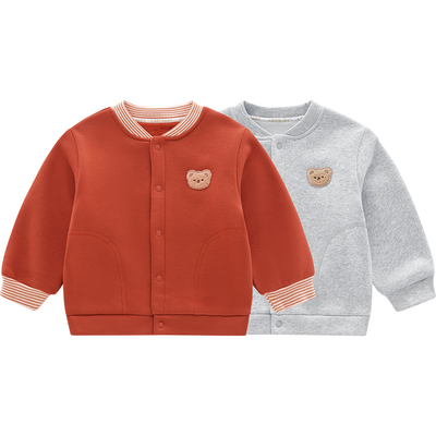 拉比儿童外套加绒保暖防风男女童2025秋冬新款运动休闲棒球服外套