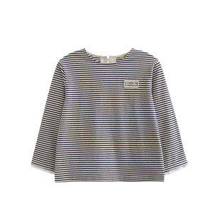 ILOVEJ韩国童装2026春新款女童洋气黑白条纹上衣百搭T恤/JYSTO23