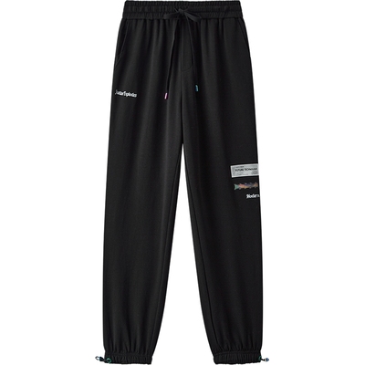 爱居兔春季运动风松紧抽绳设计时尚贴标休闲裤长裤