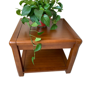 全实木角几方几客厅沙发边桌小方形桌乌金木色 胡桃木色网缘