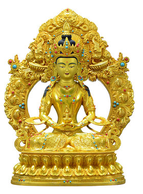 全鎏金常寿佛桌面铜像摆件