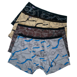 健将男士内裤纯棉印花时尚95%棉男式立体U凸细边中腰包臀平角内裤