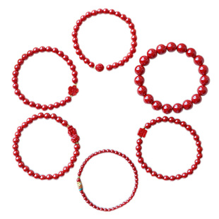 高抛帝王砂原矿朱砂红砂圆珠手链 精品5000目以上高抛 原矿红朱砂