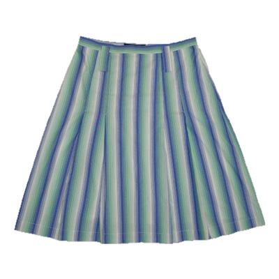 渐变撞色条纹春夏纯棉A字百褶裙