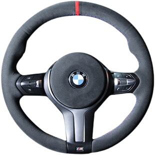 Alcantara手缝翻毛皮方向盘套适用于宝马奥迪奔驰本田丰田马自达