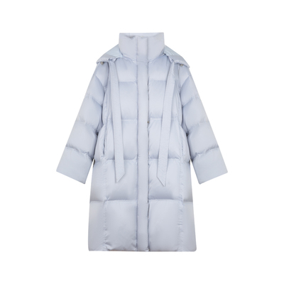 BLUEerror  高充绒量连帽黑色长款羽绒服女宽松加厚保暖外套冬季