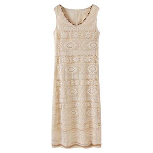 西町村屋法式钩花无袖背心裙2025秋季新款镂空针织裙子XAAC10657