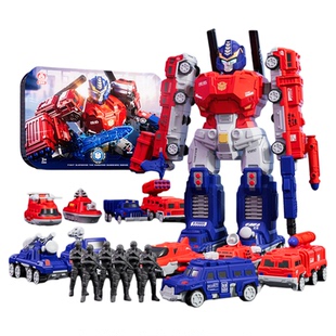 爱伙伴儿童玩具变形机甲拼接积木玩具男孩战机战车合体金刚机器人
