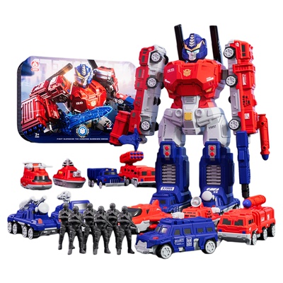 爱伙伴儿童玩具变形机甲拼接积木