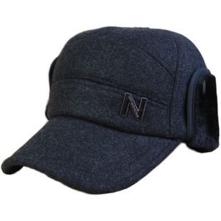 中老年帽子男冬毛呢护耳棒球帽冬季老头保暖鸭舌帽冬天爷爷老人帽