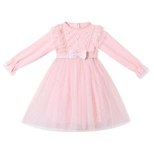 春秋冬长袖儿童公主裙女童装白色连衣裙蓬蓬纱裙子小女孩演出礼服