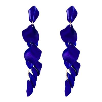 克莱因蓝花瓣流苏耳环耳钉耳饰