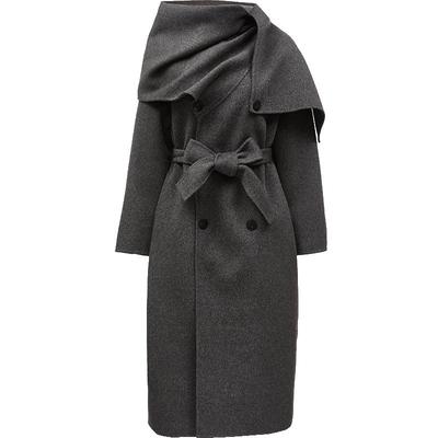 ONLY纯绵羊毛长款围巾毛呢大衣