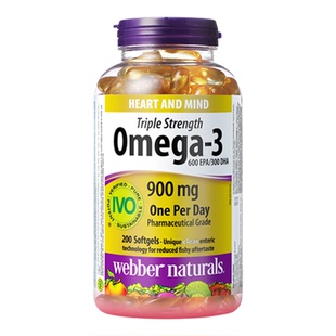 webber伟博天然900mg高含量3倍浓缩深海鱼油中老年血管养护200粒