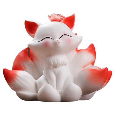 陶瓷九尾狐小狐狸摆件