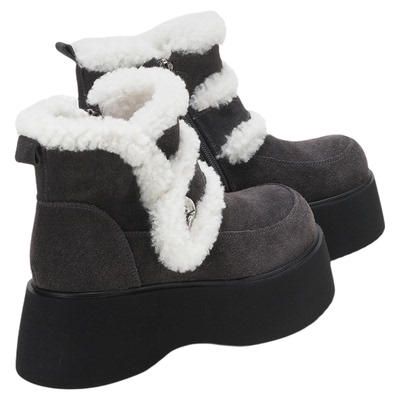 millies妙丽磨砂皮厚底短靴女款2025冬季加绒保暖雪地靴时装靴女