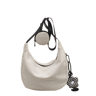 花曦家  女士饺子包背包斜挎包女黑色女包尼龙通勤大容量休闲挎包