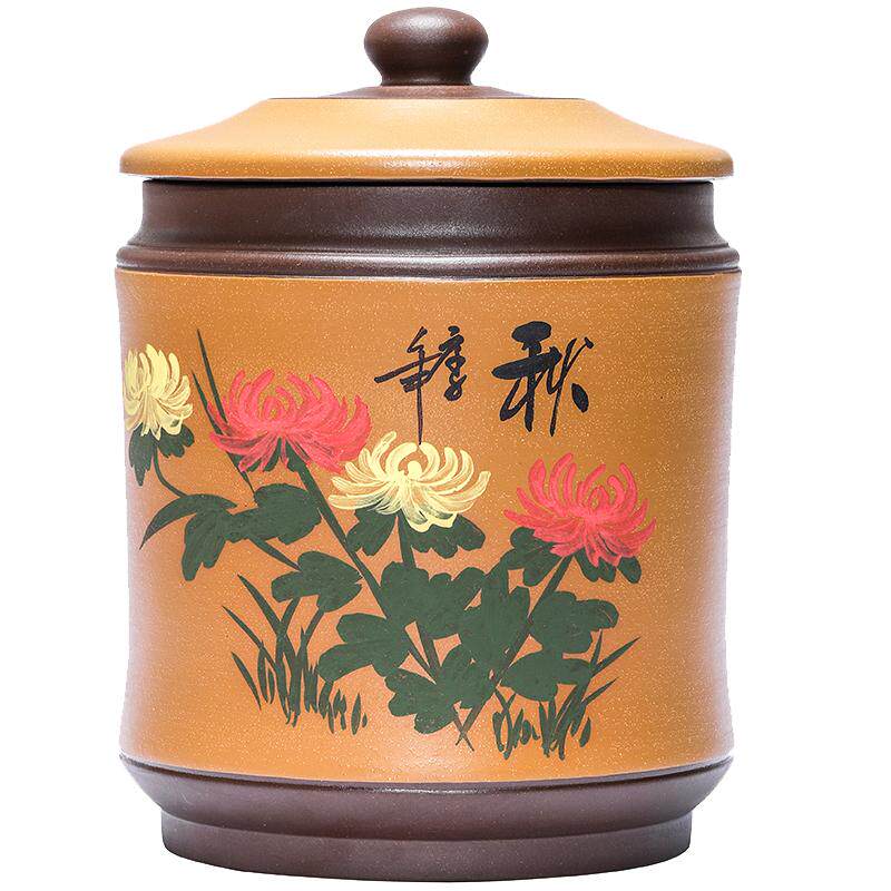 宜兴紫砂茶叶罐大号七子饼装茶叶罐陶瓷密封罐普洱茶饼储存罐手工