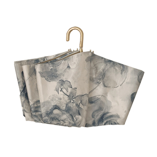 高颜值雾霾蓝！弯钩折叠太阳伞女防晒防紫外线遮阳晴雨两用雨伞女