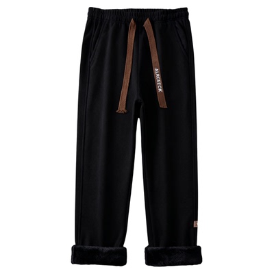 秋冬季休闲裤男潮牌加绒加厚垂感卫裤子男生百搭宽松直筒运动长裤