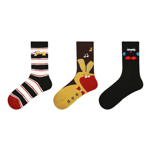 Renaissance袜子女春秋搞怪小狗兔子网红个性ins潮趣味卡通中筒袜