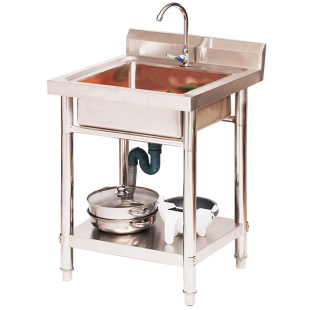 商用不锈钢水槽水池双槽洗菜盆洗碗池厨房家用带置物架单槽洗手盆