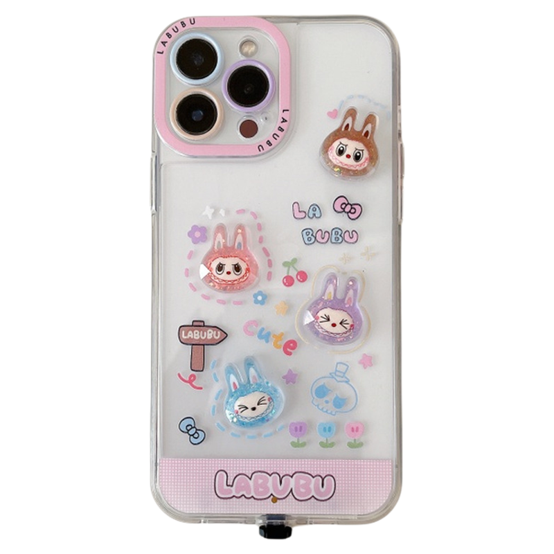 D新款来电闪立体拉布布手机壳苹果iPhone16proamx发光手机壳17卡通拉布布14pro透明手机壳iphone14