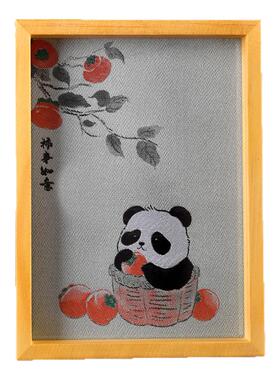蜀锦工艺熊猫装饰摆件纪念品