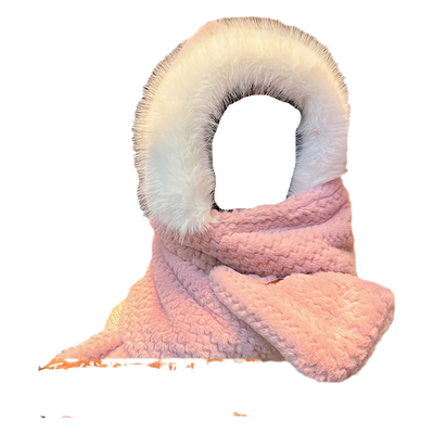 小熊可爱风围巾一体手套网红帽子