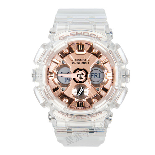 卡西欧地球仪礼盒款透明手表女GMA-S110SR-7/120/D-6900男G-SHOCK
