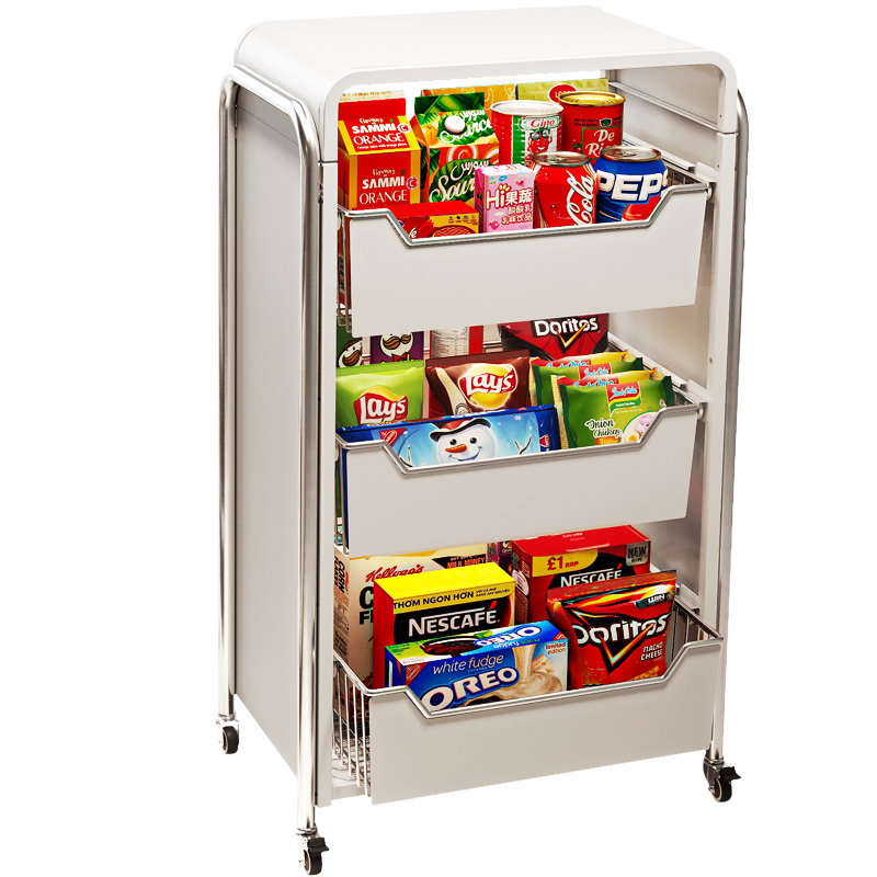 客厅高颜值零食置物架小推车可抽拉式零食柜家用水果饮料收纳架子